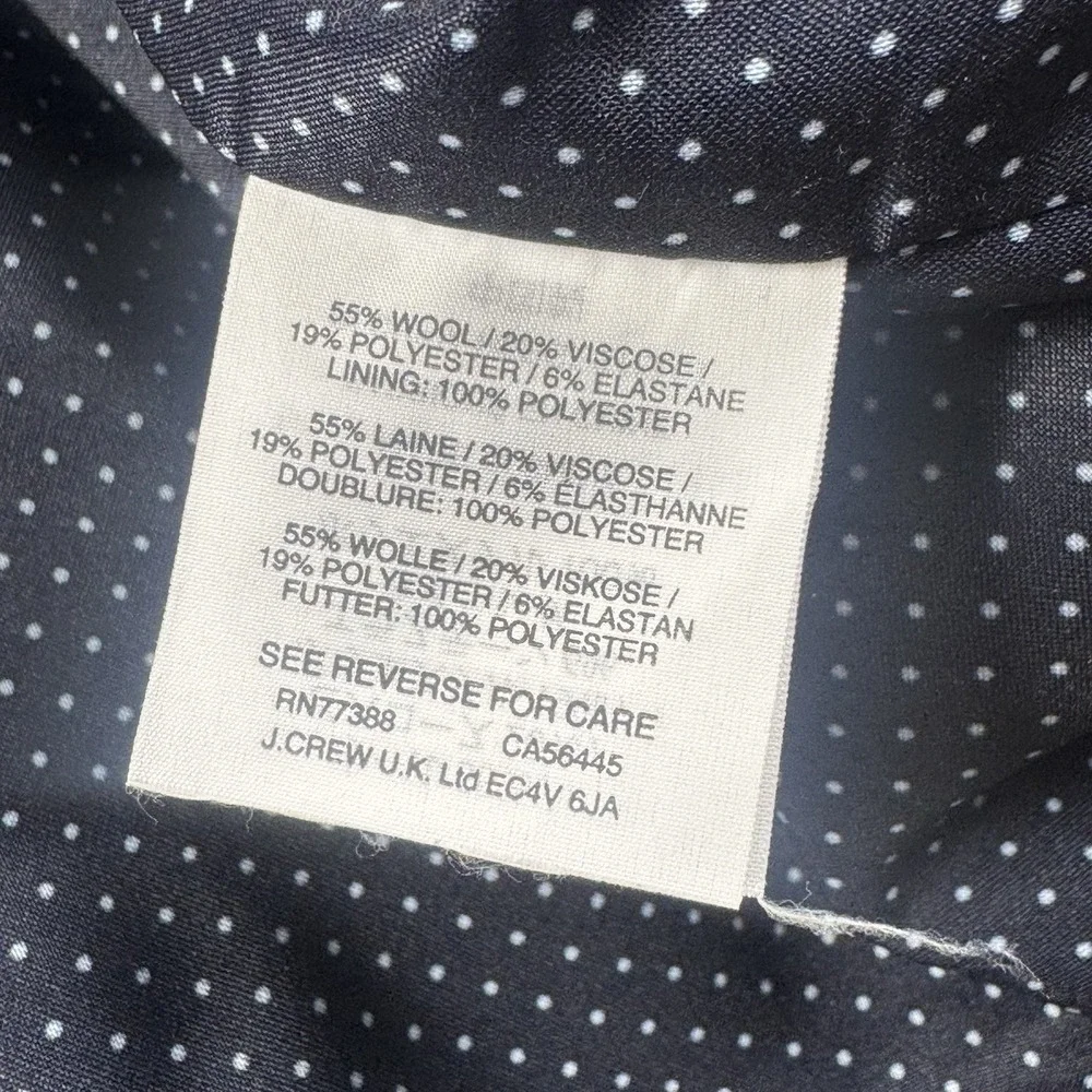 J Crew Womens 10T Wool Blend Blazer Jacket Stretch Black